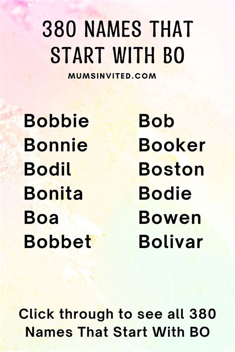 Top 380 Names That Start With BO (For Boys And Girls) - Mums Invited