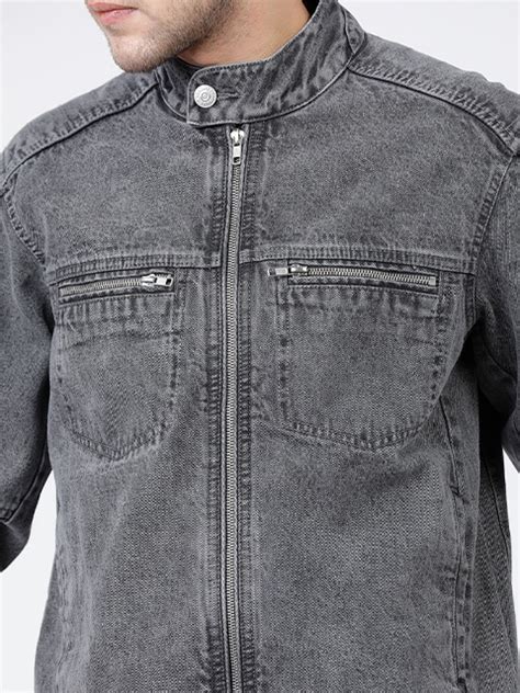 Men Grey Solid Jacket