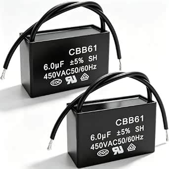 Twidec/2Pcs CBB61 Ceiling Fan Capacitor 450V AC 50/60Hz Run Capacitor 2 ...