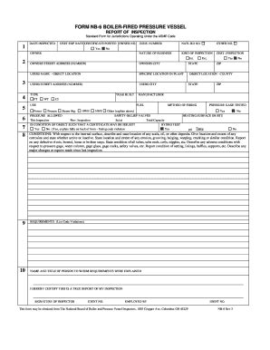 Fillable Online FORM NB-6 BOILER-FIRED PRESSURE VESSEL REPORT OF ...