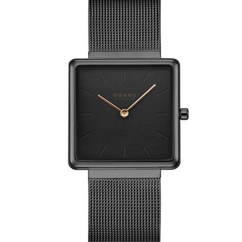 Buy Obaku KVADRAT V236LXBBMB Black Dial Quartz Watch For Women Online
