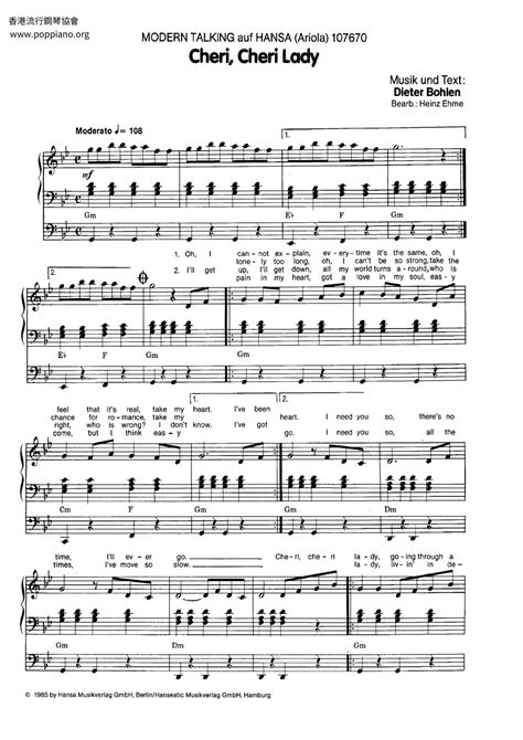 Modern Talking-Cheri Cheri Lady Sheet Music pdf, - Free Score Download ★
