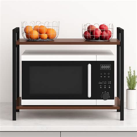 ZOLMIX® 2 Layer Wooden Microwave Stand | Adjustable Kitchen Storage ...