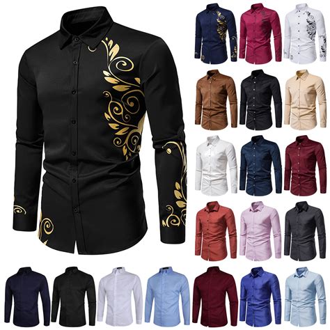 PBNBP Men's Slim Summer Dress Shirts, Solid Color, Long Sleeve ...
