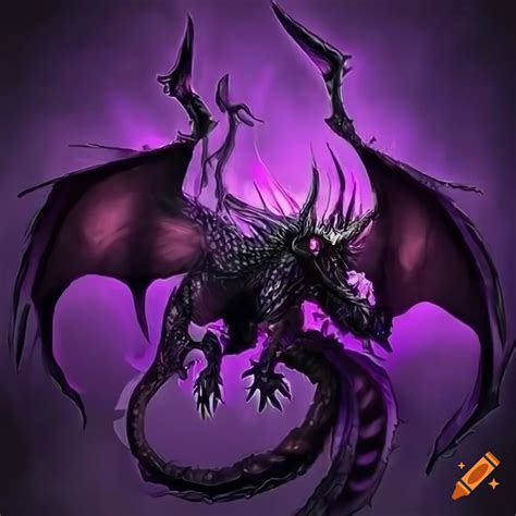 Digital art of a black and purple dragon