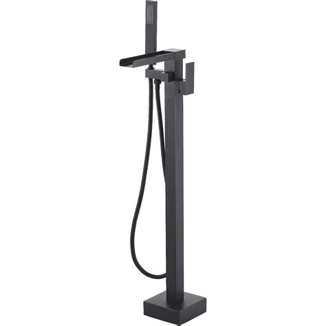 ALEASHA Matte Black Freestanding Bathtub Faucet, Freestanding Waterfall ...