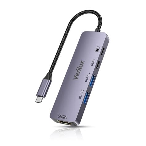 Verilux® 5 in 1 USB C HUB USB-C to HDMI, Dual USB Ports Design, Suppor ...