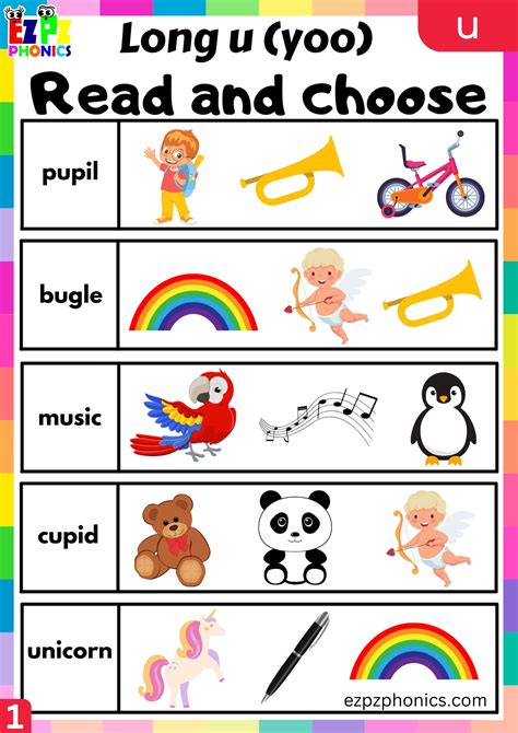 u Words Long u (yoo) Vowel Sound - ezpzphonics.com