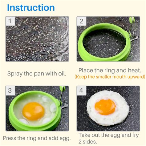 Kalevel Set of 4 Egg Ring Silicone Pancake Molds Fried Egg Cooking ...