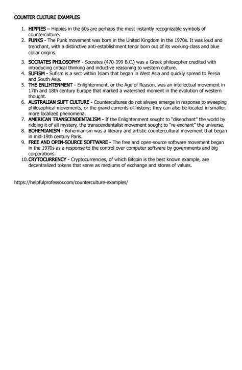 Counterculture Examples
