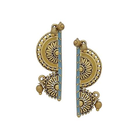 Voylla Oxidised Gold Plated Brass Half Circles Traditional Style ...