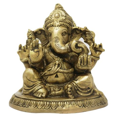 Buy Decor Hub Brass Statue Ganesha Idol Metal Pital Murti Hindu God ...