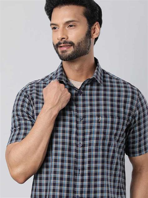 Buy Men Checked Half Sleeve Cotton Shirt – Indian Terrain