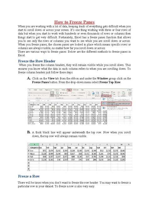 Excel Tips: How to Freeze Panes for Better Data Management - Studocu