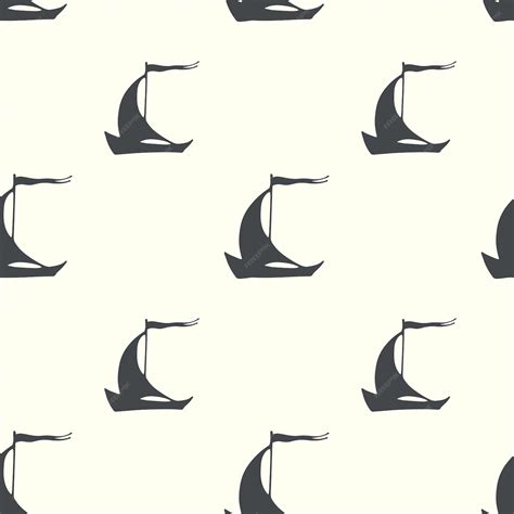 Premium Vector | Hand drawn seamless pattern with sailing ships neutral ...