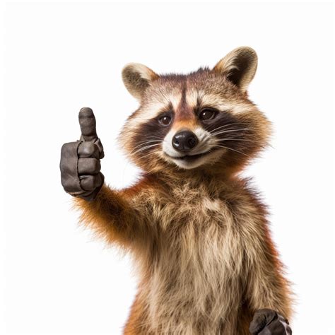 Premium AI Image | A raccoon giving a thumbs up isolated on white ...