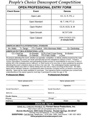 Fillable Online OPEN PROFESSIONAL ENTRY FORM Fax Email Print - pdfFiller