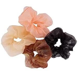 Mihu Creation Pack of 4 Oversize Organza Hair Scrunchies for Women ...