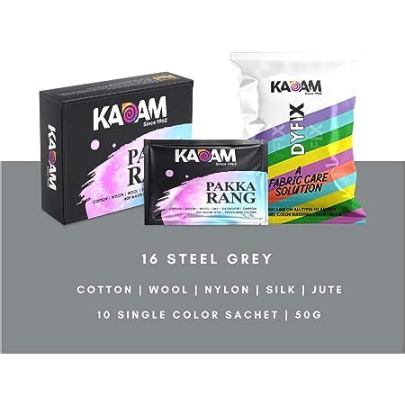 Kadam Pakka Rang Fabric Dye Colour | Shade No.16: Steel Grey | 50g Pack ...