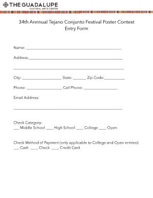 Fillable Online guadalupeculturalarts TCF Poster Contest Entry Form ...