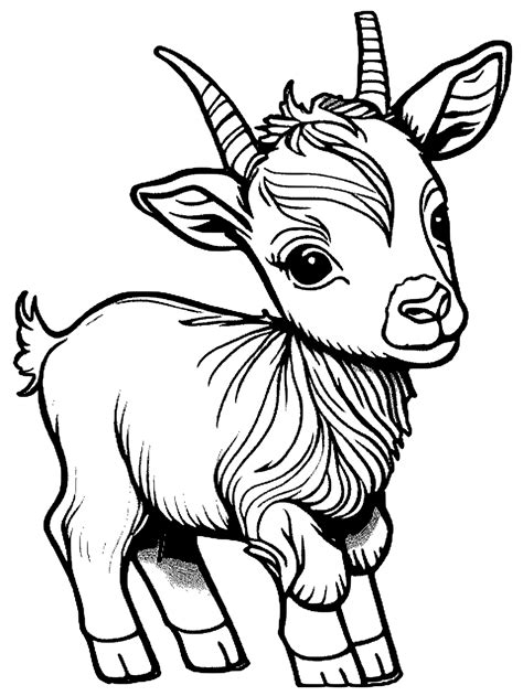 Cute Baby Goats Coloring Page · Creative Fabrica