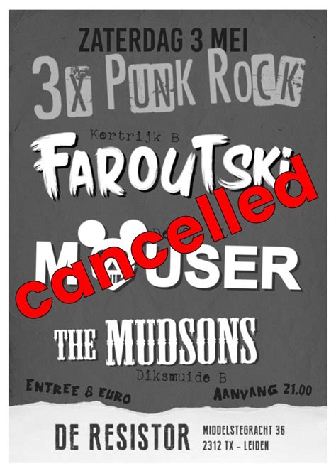 CANCELLED - Faroutski, Mouser & The Mudsons, Middelstegracht 36, Leiden ...