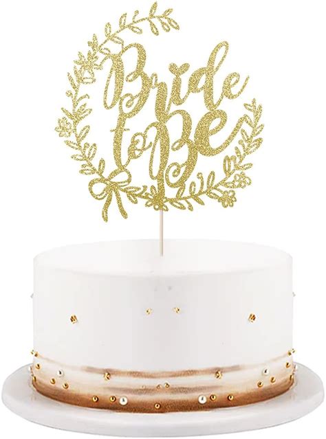 Buy LVEUD Bride To Be Cake Topper- Golden Glitter Bridal Shower Cake ...