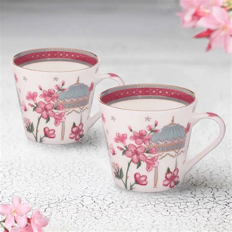 Kainaat Gulzar Tea Cup (Set of 2) – Purple Bird | Luxury Indian Gifting