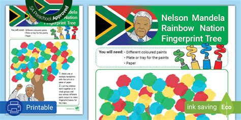 Nelson Mandela Rainbow Nation Fingerprint Tree