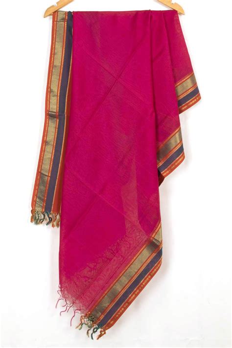 Pink Handloom Maheshwari Silk Cotton Dupatta | Avishya.com