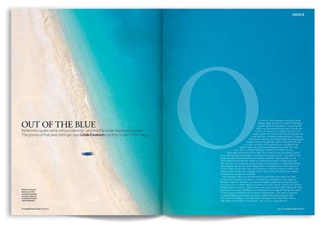 Cephalonia opening spread | Travel magazine layout, Magazine design ...