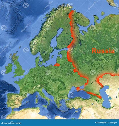 Russia Border on Europe Map in Global Satellite Photo Stock Illustration - Illustration of ...