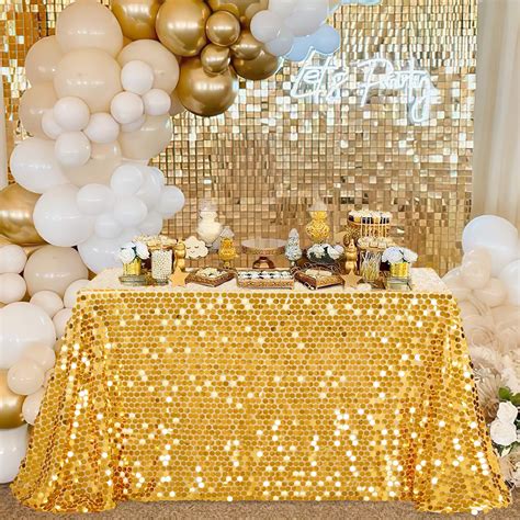 Amazon.com: B-COOL Gold Tablecloth Sequin Tablecloths Big Payette ...