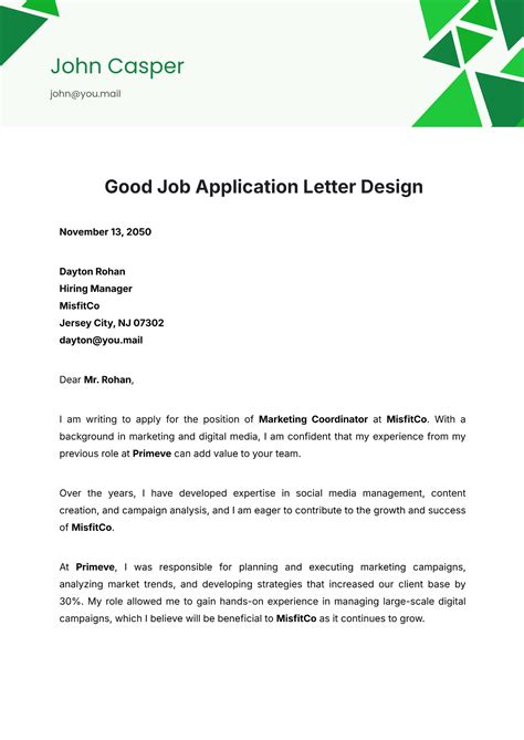 Image result for Example of a Good Job Application