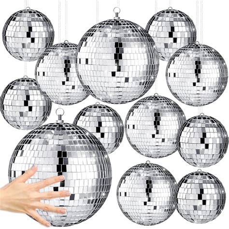 Libima 12PCS Mirror Disco Balls Ornaments Silver Disco Ball Hanging ...