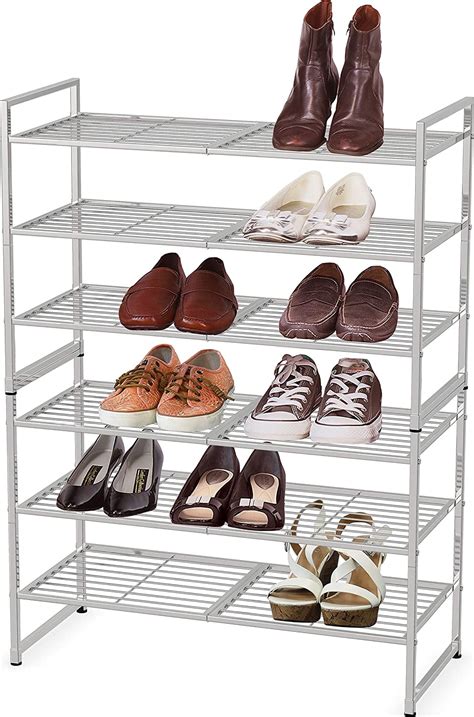 Buy Simple Houseware 3-Tier Stackable Shoes Rack Storage Shelf, Silver ...