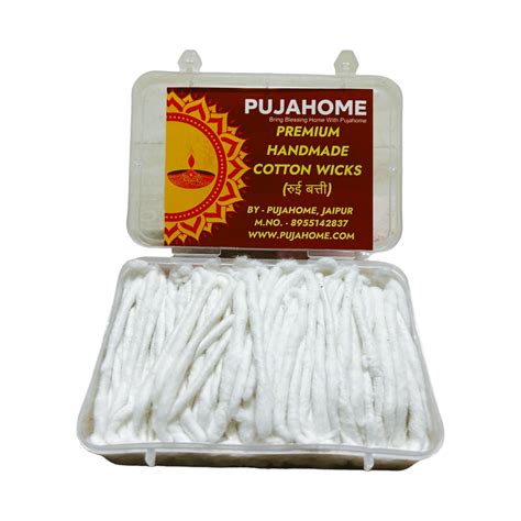 Pujahome Long Cotton Wicks for Diya – Handmade Lambi Diya Batti Box ...
