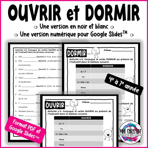 Les verbes OUVRIR et DORMIR au présent