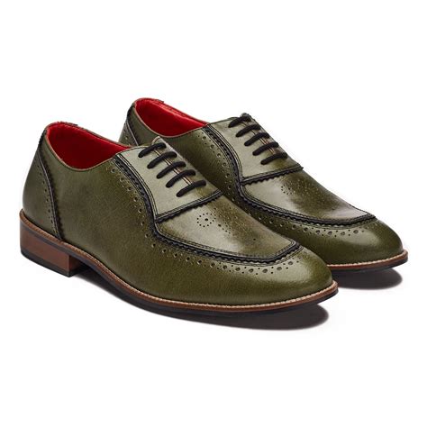 Maharaja Brogues Men – Olive – Banjaaran Studio