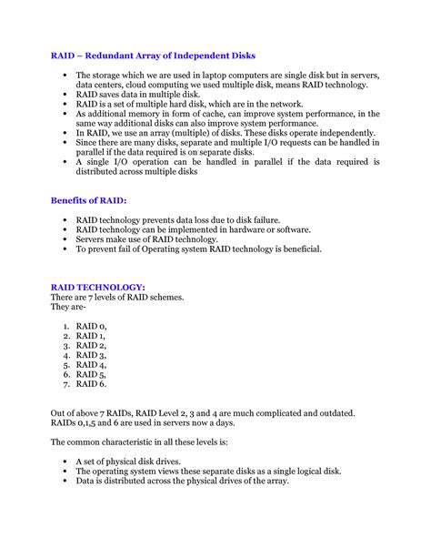 RAID notes in operating systems - RAID – Redundant Array of Independent ...