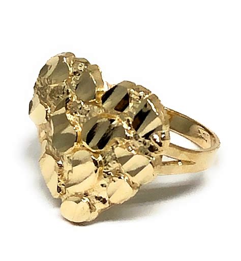 10k Solid Gold Yellow Classic Nugget Heart Ring (LG) – Fran & Co ...
