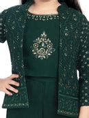 Bottle Green Coloured With Jacket Russian Palazzo Set For Girls Gharara ...