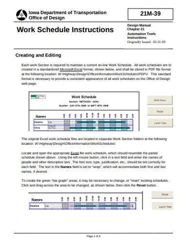 Image result for Schedule Examples