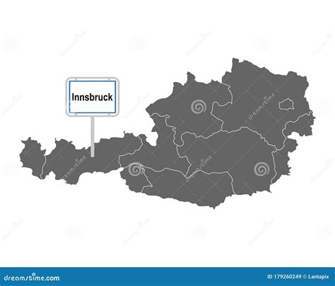 Map of Austria with Road Sign of Innsbruck Stock Vector - Illustration of symbol, vector: 179260249 - map of austria innsbruck
