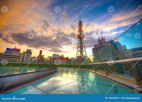 Nagoya TV Tower 01 editorial stock image. Image of cloudy - 19925694