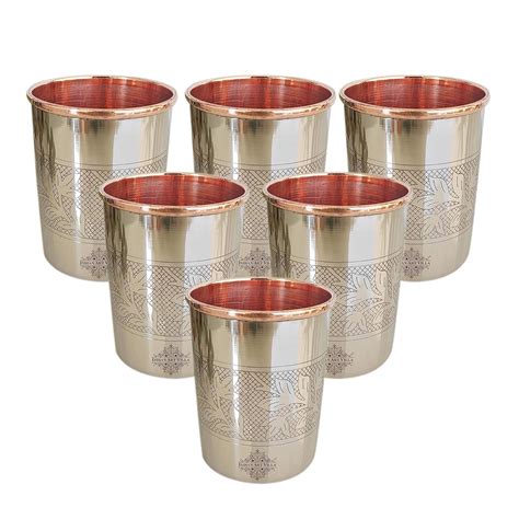 Buy INDIAN ART VILLA IndianArtVilla Steel and Copper Glass Tumbler ...