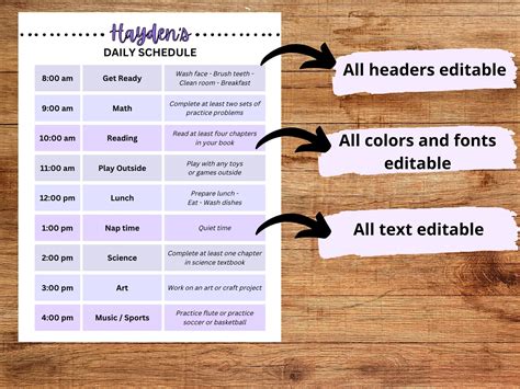 Kids Daily Schedule, Homeschool Schedule, Daily Routine, Class Schedule, Class Planner, Purple ...