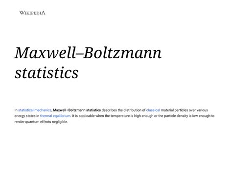 Maxwell–Boltzmann statistics - Wikipedia - Maxwell–Boltzmann statistics ...