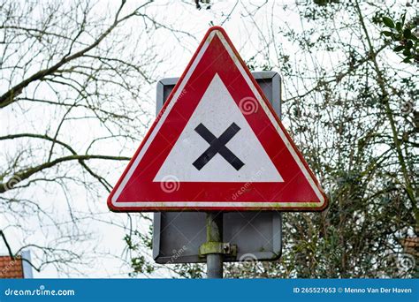 Traffic Sign Showing One is Approaching a Crossing Stock Image - Image ...