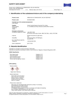 Fillable Online Standox Safety Data Sheet - Johnson Supply Company Fax ...